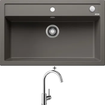 Granitový dřez Granitový dřez SET Blanco DALAGO 8 šedá vulkán s excentrem 527248 + Blanco MIDA chrom 517742