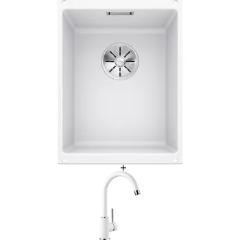 Granitový dřez Dřez pod desku SET Blanco SUBLINE 320-U bílá 523410 + Blanco MIDA bílá 519418