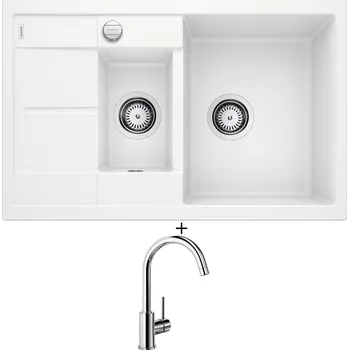 Granitový dřez Granitový dřez SET Blanco METRA 6 S Compact bílý s excentrem 513468 + Blanco MIDA chrom 517742