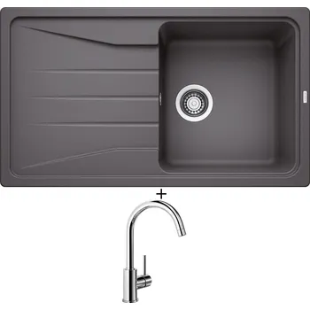 Kuchyňský dřez Granitový dřez SET Blanco SONA 5 S šedá skála 519672 + Blanco MIDA chrom 517742