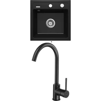 Granitový dřez Granitový dřez SET Deante ZORBA ZQZ N103 černá matná + Deante MILIN B62M černá matná