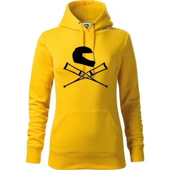 Dámská mikina Silniční helma / berle - Mikina dámská Cape s kapucí - 2XL ( Žlutá )