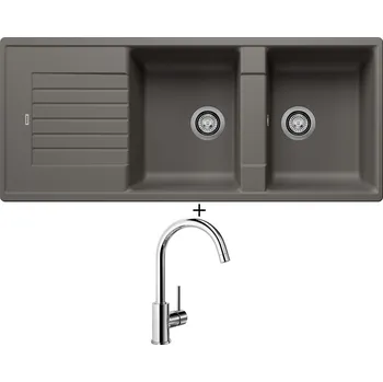 Granitový dřez Granitový dřez SET Blanco ZIA 8 S šedá vulkán s excentrem + Blanco MIDA chrom 517742