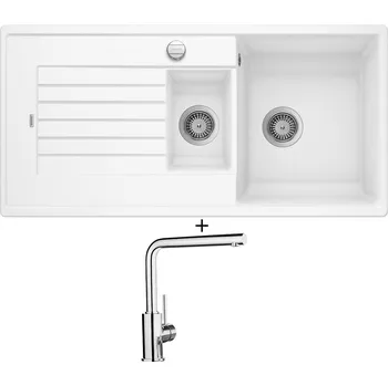 Kuchyňský dřez Granitový dřez SET Blanco ZIA 6 S bílá s excentrem 514734 + Blanco MILA chrom 519414