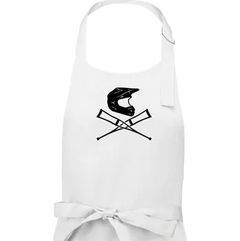Kuchyňská zástěra Cross helma / berle - Pánská zástěra na vaření - Univerzální velikost ( Bílá )