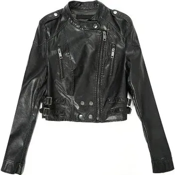 Dámský křivák Dámská motorkářská bunda crop Barva: Černá, Velikost: S