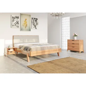 Postel FMP Lignum Altea postel s rovným čalouněním - buk průběžný Moření: přírodní olej, Výška bočnice: 50 cm, Rozměr: 180 x 200 cm, Čelo: 117 cm