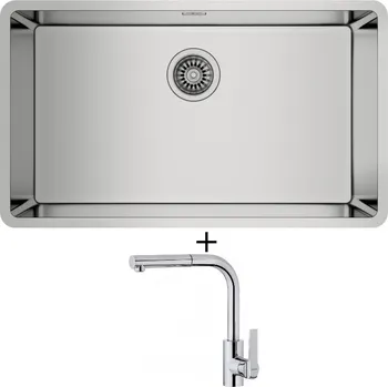 Dřez pod desku SET Teka BE LINEA RS15 71.40 X nerez + Teka IN 938 CR chrom