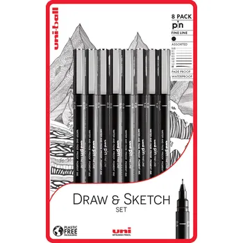 UNI PIN Kreslící liner sada Draw and Sketch [8 ks] -černá