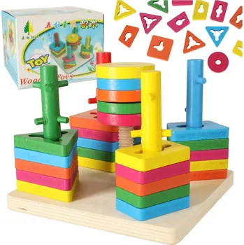 Dřevěná hračka Dřevěné třídicí puzzle 5 věží