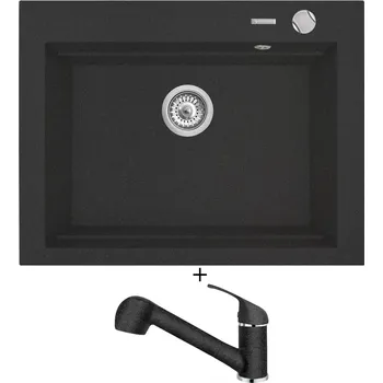 Granitový dřez Granitový dřez SET Pyramis SIROS (67x51,5) 1B černá + Pyramis FIDO černá