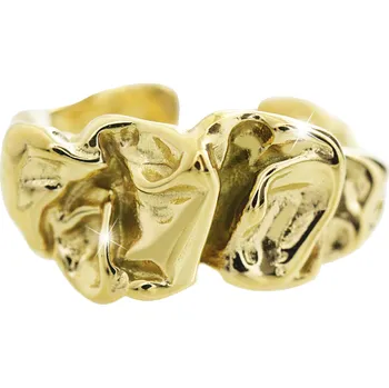 Prsten JSB bijoux s.r.o. Zlatý ocelový prsten se zmačkaným efektem bez krystalů