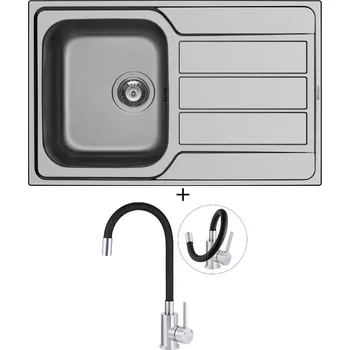 Nerezový dřez Nerezový dřez SET Pyramis ATHENA (79x50) 1B 1D nerez + Deante NEO LUNO BOC B720 nerez