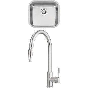 Nerezový dřez Nerezový dřez SET Sinks LAGUNA 490 nerez leštěný + Deante LIMA F72 M nerez