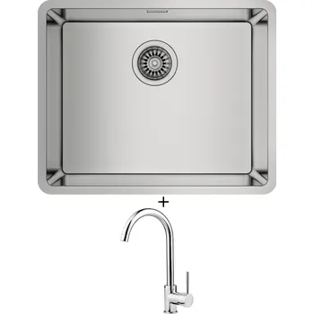 Nerezový dřez Dřez pod desku SET Teka BE LINEA RS15 50.40 X nerez + Deante ASTER 062 M chrom