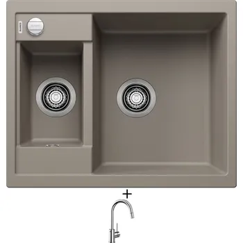 Granitový dřez Granitový dřez SET Blanco METRA 6 šedá vulkán s excentrem 527285 + Blanco MIDA-S chrom 521454