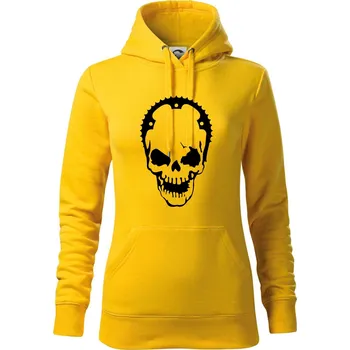 Dámská mikina Rozeta lebka - Mikina dámská Cape s kapucí - XS ( Žlutá )