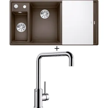 Granitový dřez Granitový dřez SET Blanco AXIA III 6 S kávová s excentrem + skleněná krájecí deska 524662 + Blanco MILI chrom 519413