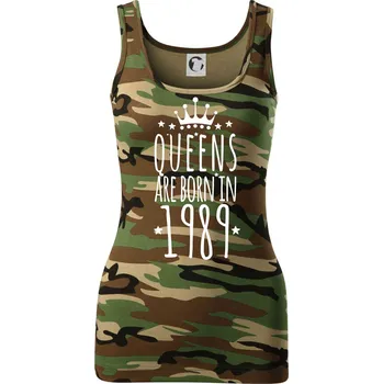 Dámské tričko Queens are born in 1989 - Dámské Maskáčové tílko - M ( Hnědý maskáč )