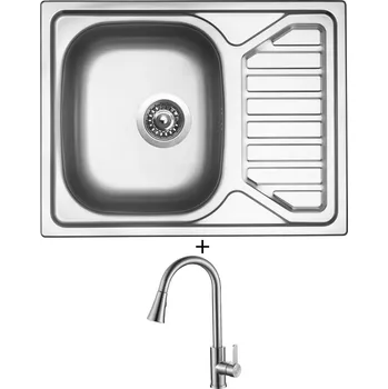 Nerezový dřez Nerezový dřez SET Sinks OKIO 650 V nerez matný + Laveo BONA BAB 269U nerez