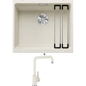 Granitový dřez Dřez pod desku SET Blanco ETAGON 500-U bílá soft 527075 + Blanco MILI bílá soft 527461