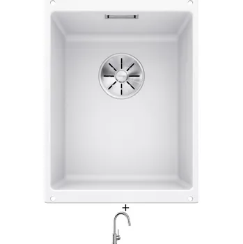 Granitový dřez Dřez pod desku SET Blanco SUBLINE 320-U bílá 523410 + Blanco MIDA-S chrom 521454