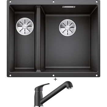 Granitový dřez Dřez pod desku SET Blanco SUBLINE 340/160 U antracit 523558 + Blanco DARAS-S antracit 517732