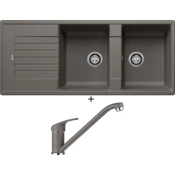 Granitový dřez Granitový dřez SET Blanco ZIA 8 S šedá vulkán s excentrem + Blanco DARAS šedá vulkán 526934