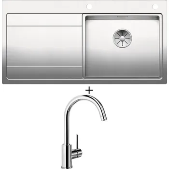 Nerezový dřez Nerezový dřez SET Blanco DIVON II 5 S-IF nerez hedvábný lesk s excentrem 521660 + Blanco MIDA chrom 517742