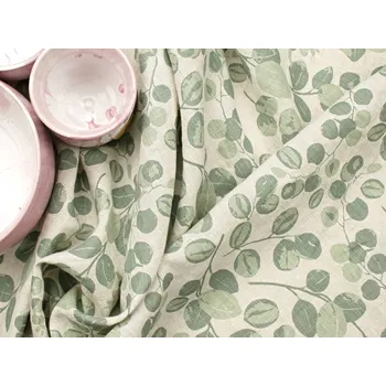 Snový svět VZOREK - Lněná látka eucalyptus oatmeal