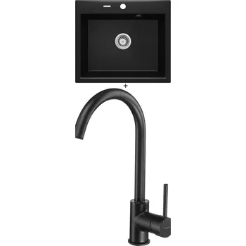 Granitový dřez Granitový dřez SET Deante ANDANTE ZQN N103 černá matná + Deante MILIN B62M černá matná