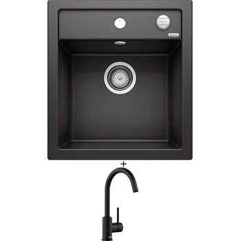 Granitový dřez Granitový dřez SET Blanco DALAGO 45 černá s excentrem 525869 + Blanco MIDA černá matná 526649