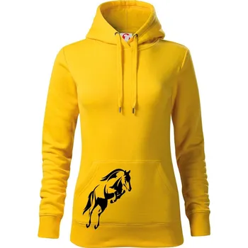 Dámská mikina Kůň na zadních - Mikina dámská Cape s kapucí - XS ( Žlutá )