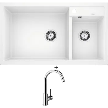 Granitový dřez Granitový dřez SET Blanco METRA 9 bílý 513269 + Blanco MIDA chrom 517742