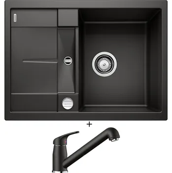 Granitový dřez Granitový dřez SET Blanco METRA 45 S Compact černá + excentrické ovládání + Blanco DARAS-S černá 526153