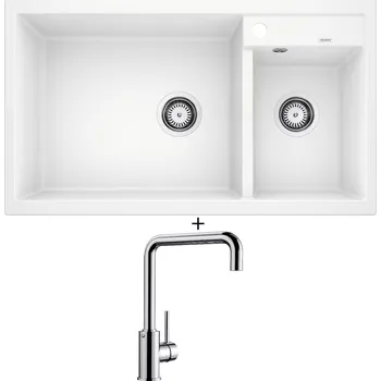 Granitový dřez Granitový dřez SET Blanco METRA 9 bílý 513269 + Blanco MILI chrom 519413