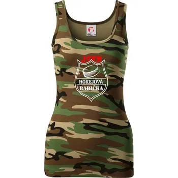 Dámské tričko Hokejový děda / hokejová babička - puk - Dámské Maskáčové tílko - S ( Hnědý maskáč )