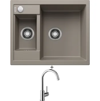 Granitový dřez Granitový dřez SET Blanco METRA 6 šedá vulkán s excentrem 527285 + Blanco MIDA chrom 517742