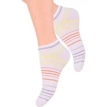 Dámské ponožky Dámské kotníkové ponožky se vzorem proužků 052/55 STEVEN Barva/Velikost: bílá / 35/37