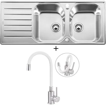 Nerezový dřez SET Blanco LANTOS 8 S-IF Compact nerez kartáčovaný s excentrem 519713 + Deante NEO LUNO BOC W720 nerez