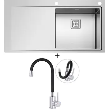 Nerezový dřez SET Pyramis OLYNTHOS (100x52) 1B 1D RH + Deante NEO LUNO BOC B720 nerez