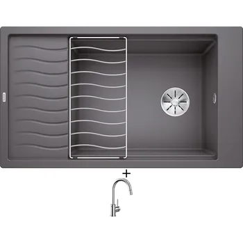 Granitový dřez Granitový dřez SET Blanco ELON XL 8 S šedá skála 524871 + odkapová mřížka + Blanco MIDA-S chrom 521454