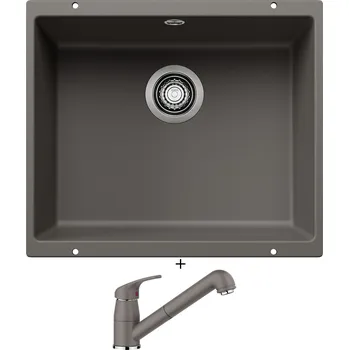 Granitový dřez Dřez pod desku SET Blanco ROTAN 500 U šedá vulkán 527329 + Blanco DARAS-S šedá vulkán 526936