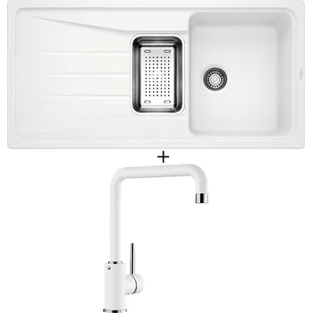 Granitový dřez Granitový dřez SET Blanco SONA 6 S bílá + nerezová miska + Blanco MILI bílá 523107