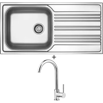 Kuchyňský dřez Nerezový dřez SET Sinks STAR 1000 XXL V nerez matný + Deante ASTER 062 M chrom