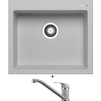 Granitový dřez Granitový dřez SET Pyramis ISTROS (57x50) 1B šedá + Pyramis ASALIA šedá