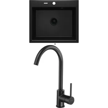 Granitový dřez Granitový dřez SET Deante ANDANTE ZQN N103 černá edice + Deante MILIN B62M černá matná