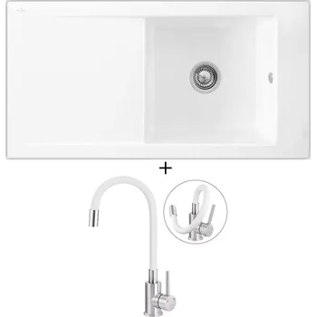 Keramický dřez Keramický dřez SET Villeroy &amp; Boch Timeline 1000.0 keramika bílá + Deante NEO LUNO BOC W720 nerez