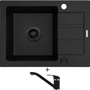 Granitový dřez Granitový dřez SET Pyramis ATHENA (62x44) 1B 1D černá edice + Pyramis ASALIA černá matná