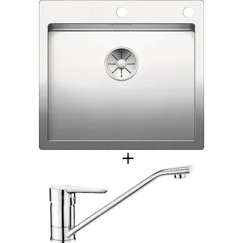 Nerezový dřez Nerezový dřez SET Blanco CLARON 500-IF/A nerez hedvábný lesk s excentrem PushControl 521633 + Deante CORIO BFC 060M chrom